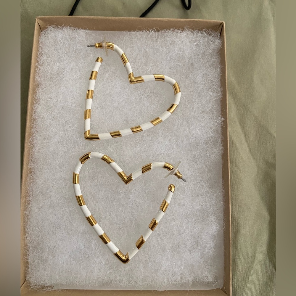 Bauble bar enamel heart shaped hoops